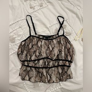 Snakeskin spaghetti strap crop top
